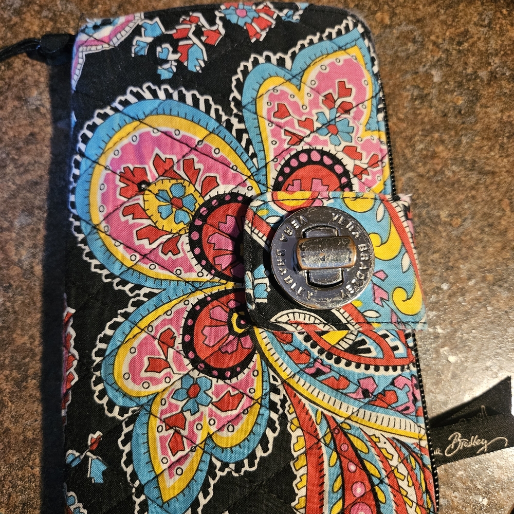 Vera Bradley Black and Multicolor Floral Phone Case